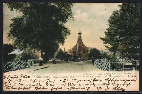 AK Oldenburg / Oldenburg, Friedensplatz und Blick in die Ofener- und Marienstrasse
