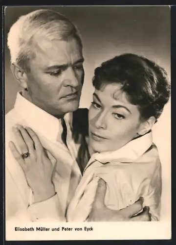 AK Schauspielerin Elisabeth Müller und Peter van Eyck aus dem Film Dr. Crippen lebt