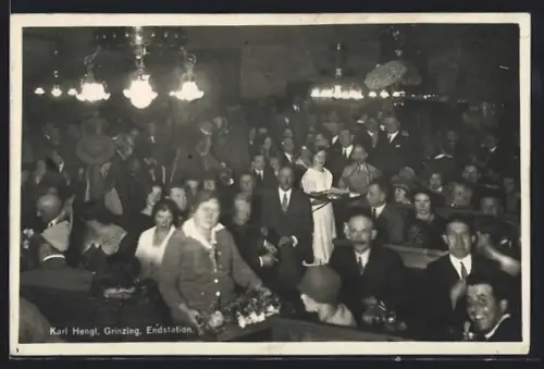 AK Grinzing, Gasthaus Karl Hengls Höchster Heuriger, Innenansicht