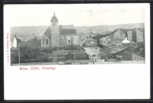 AK Wien, Penzing, Strassenpartie mit Kirche