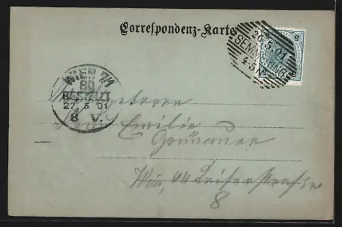 Mondschein-AK Schottwien, Strassenpartie mit Kirche