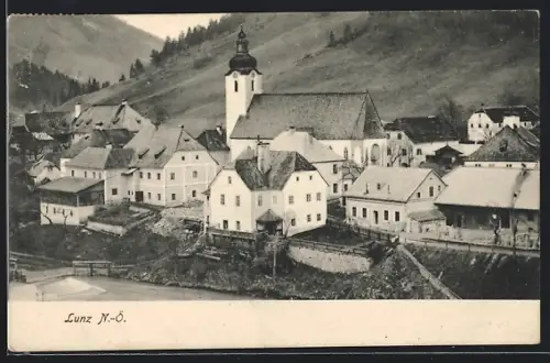 AK Lunz /N.-Ö., Teilansicht mit Kirche
