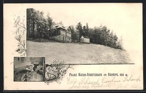 AK Franz Krebs-Schutzhaus, Berghütte am Schöpfli, Gebäude, Innenansicht