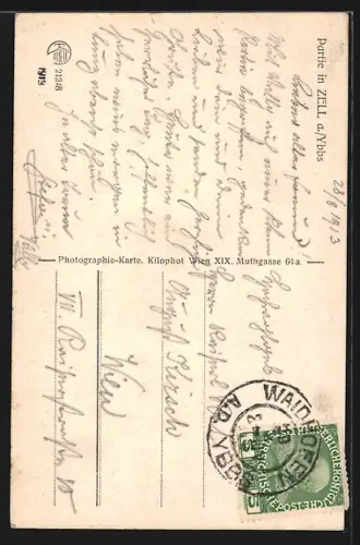 AK Zell a. Ybbs, Ortspartie mit Kirche