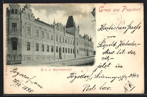 AK Poysdorf, Blick auf das K. u. k. Bezirksgericht