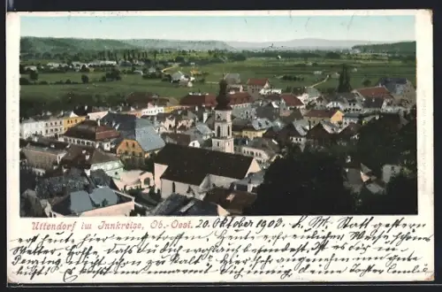 AK Uttendorf i. Innkreis, Ortsansicht aus der Vogelschau