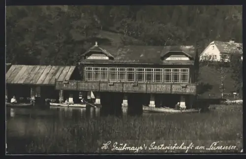 AK Lunz, Lunzersee, H. Grubmayr`s Gasthaus am Lunzersee