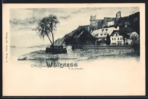 AK Weitenegg a. Donau, Blick zum Ort