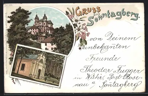 Lithographie Sonntagberg, Türkenbrunnen am Sonntagberg