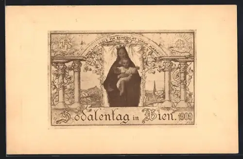 AK Wien, Sodalentag 1909, Madonna mit Kind