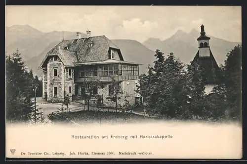 AK Eisenerz, Erzberg, Restaurant mit Barbarakapelle