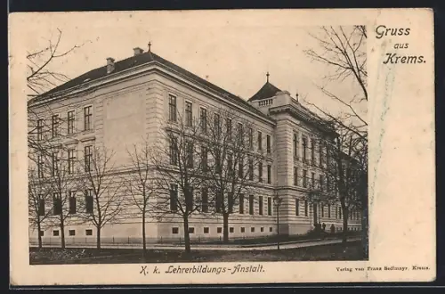 AK Krems, K. k. Lehrerbildungs-Anstalt mit Strasse
