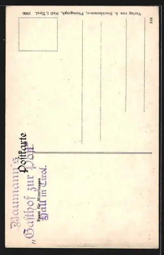 AK Hall i. T., Gasthof zur Post von der Strasse gesehen