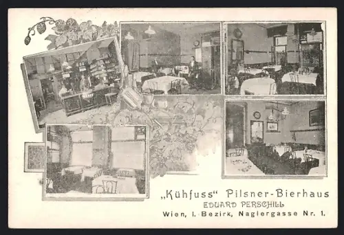 AK Wien, Kühfuss Pilsner-Bierhaus von Eduard Perschill, Naglergasse 1