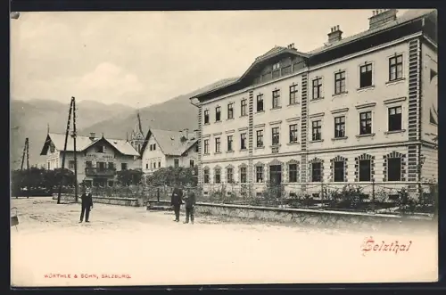 AK Selzthal, Strassenpartie mit Hotel Huber, Panorama