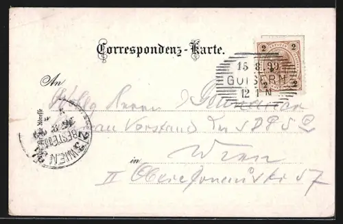 Lithographie Goisern, Goiserer Mühle und Bergpanorama