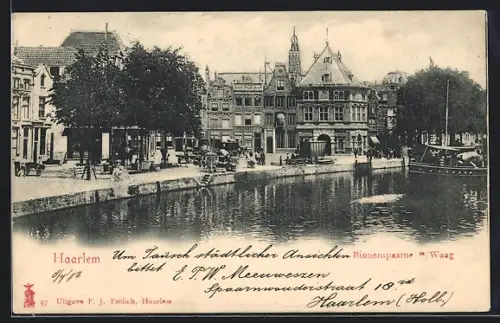 AK Haarlem, Binnenspaarne m. Waag