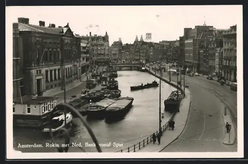 AK Amsterdam, Rokin met Ned, Bank vanaf Spui