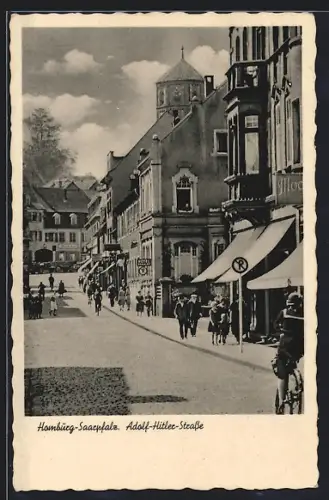 AK Homburg-Saarpfalz, Strasse, Hotel und Geschäfte