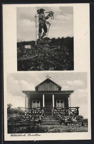 AK Imsbach, Wittelsbach Pavillon und Figur