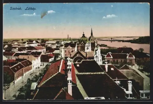 AK Szolnok, Totalansicht mit Blick zur Synagoge