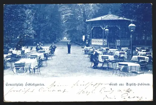 AK Teplitz Schönau / Teplice, Concertplatz im Schlossgarten
