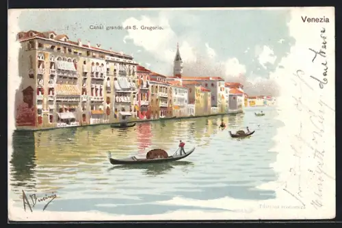 Künstler-AK Venezia, Canal grande da S. Gregorio