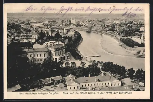 AK Wilna, Vom östlichen Kriegsschauplatz - Ortsansicht mit Wilijafluss