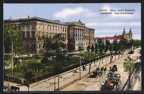 AK Lemberg, Sapieha-Strasse, Strassenbahn