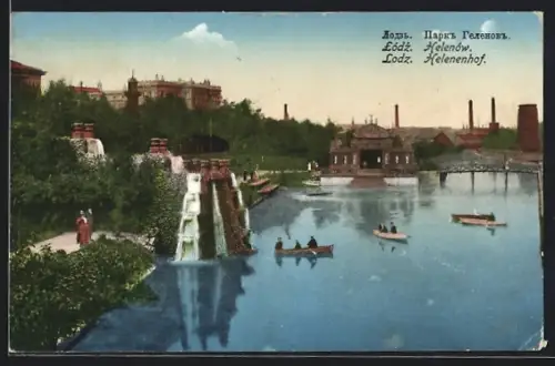 AK Litzmannstadt-Lodz, Helenów, Helenenhof mit Kaskaden