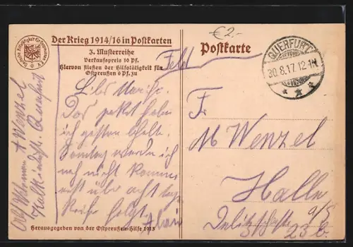 AK Lowitsch, Soldaten am Gedenkstein mit Schrift: Durchhalten, Eisernes Kreuz