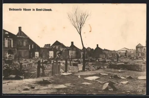 AK Brest-Litowsk, verbrannte Häuser