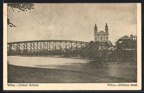 AK Wilna, Grüner Brücke vom Ufer aus