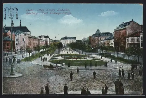 AK Lemberg-Lwow, Platz a. d. Karl Ludwig Strasse