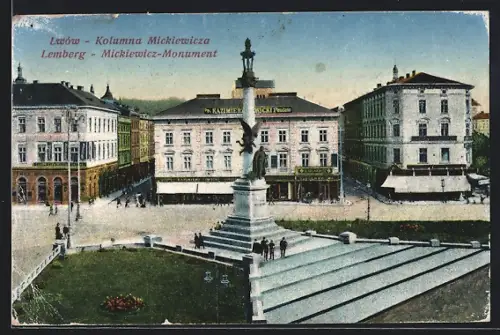 AK Lwow / Lemberg, Kolumna Mickiewicza. Mickiewicza-Monument