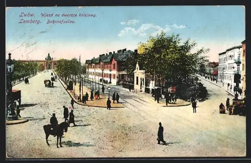 AK Lemberg, Ortsansicht mit Bahnhofsallee