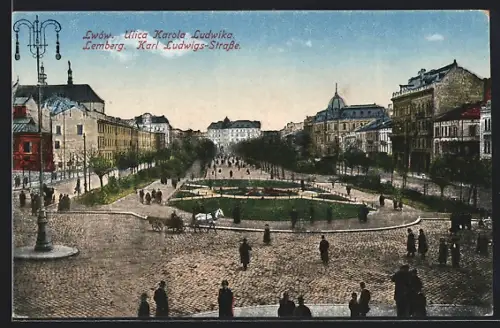 AK Lemberg-Lwow, Platz a. d. Karl Ludwig Strasse