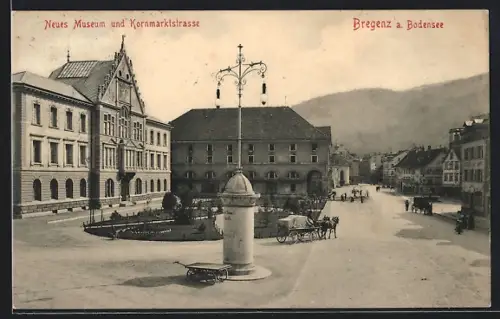 AK Bregenz a. Bodensee, Neues Museum und Kornmarktstrasse