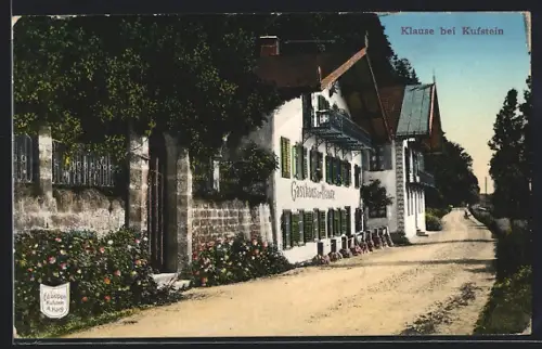 AK Kufstein, Strassenpartie am Gasthaus zur Klause