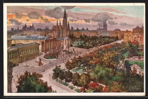 Künstler-AK Wien, Parlament und Ring des 12. November