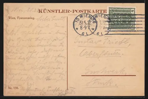 Künstler-AK Wien, Parlament und Ring des 12. November