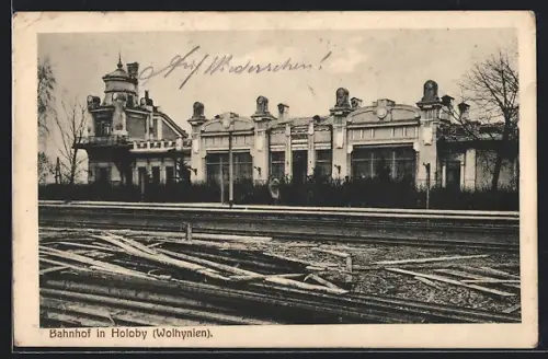 AK Holoby /Wolhynien, Bahnhof