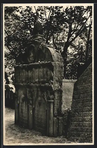 AK Judenfriedhof, Grabstein, Der hohe Rabbi Löw (1609)