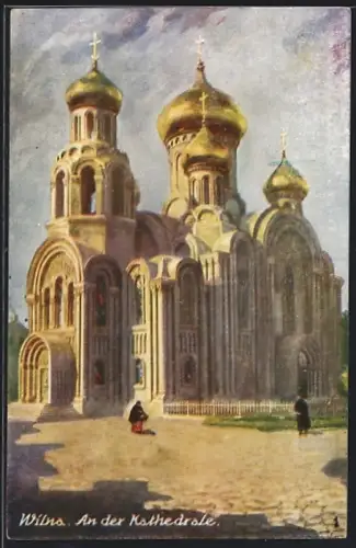 Künstler-AK Wilna, Partie an der Kathedrale