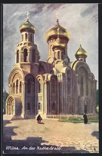 Künstler-AK Wilna, Partie an der Kathedrale