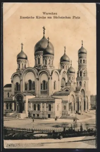AK Warschau, Orthodoxe Kirche am Sächsischen Platz