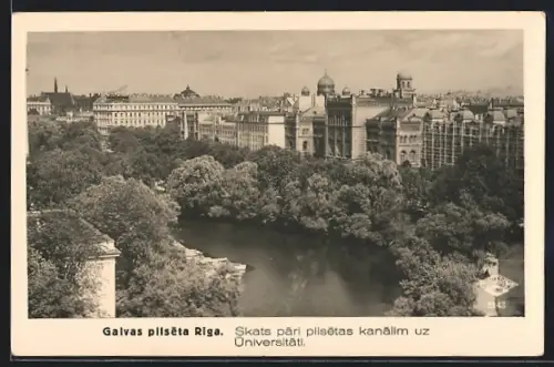 AK Galvas pilseta Riga, Skats pari pilsetas kanalim uz Universität