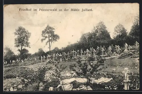AK Jaillard, Friedhof im Priesterwald an der Mühle