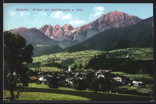 AK Mieders, Gesamtansicht mit Schlickerspitze u. Saile