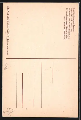 AK Vaduz, Das kommt vom Göttersaft der Reben Weinstube Real, Trinker unterm Vollmond